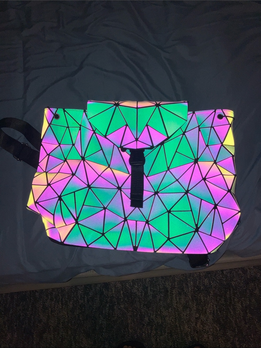 Geometric Holographic Iridescent Backpack